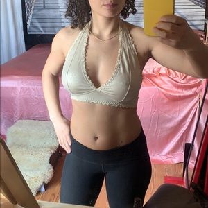 FREE PEOPLE BRALETTE  shiny nude, size M